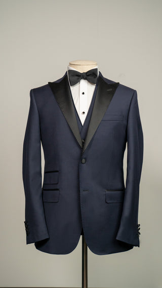 Paris Blue Peak Tuxedo Superfine Wool Suit - Made to Measure