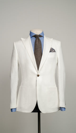 Alpine White Linen Peak Suit - Made to Measure