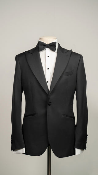 Black VBC Wool Peak Tuxedo Suit