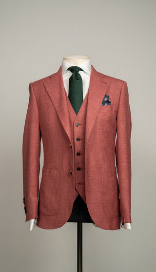 LORO PIANA "SUMMERTIME" RED CORAL NOTCH SUIT